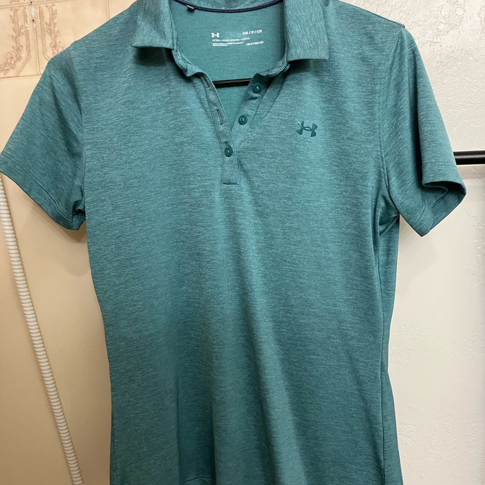 Under Armour Green Polo Shirt Fitted Short Sleeve